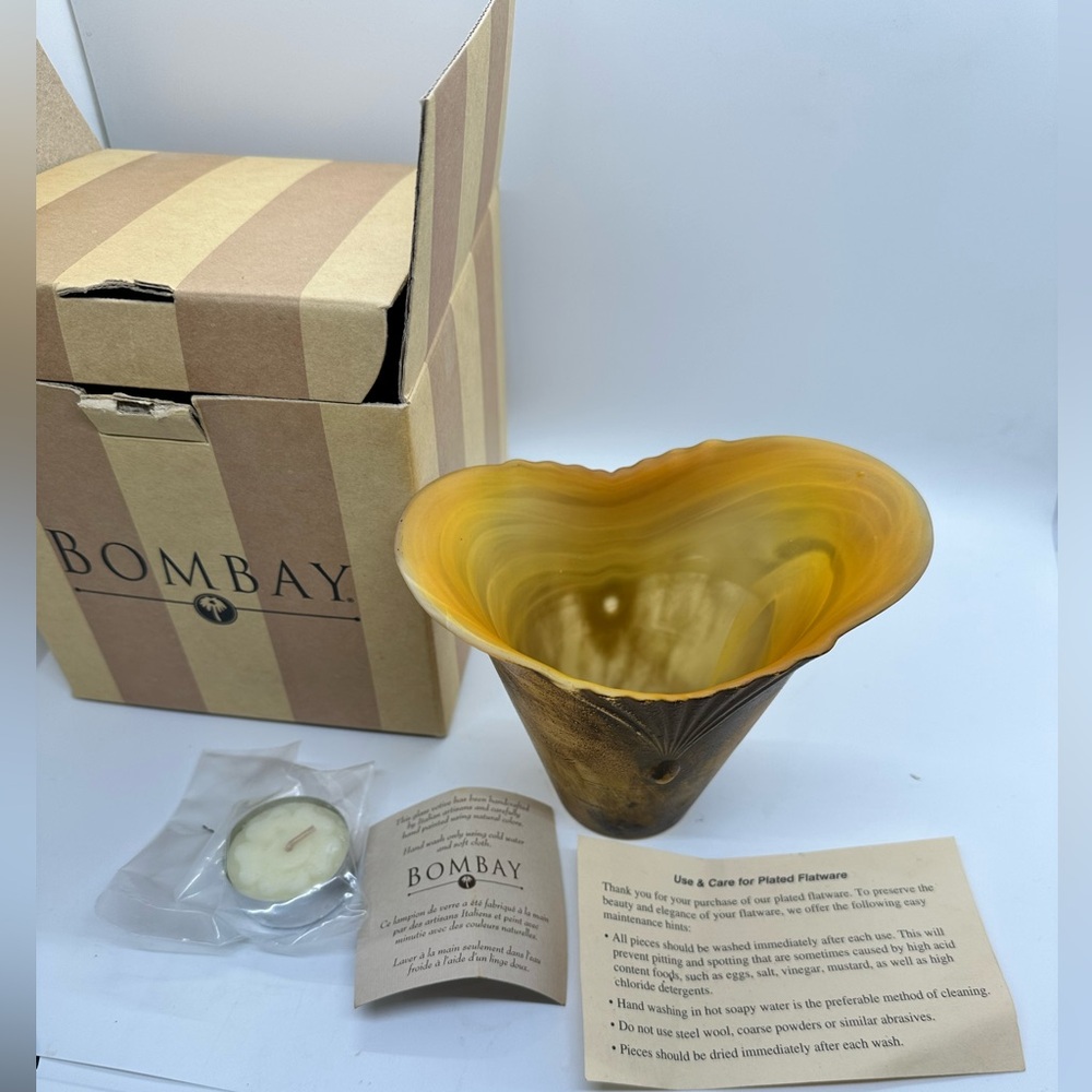 Brand‎ New In Box Bombay Florence Glass Votive, Or Glass 4.5" Vase Made in Italy